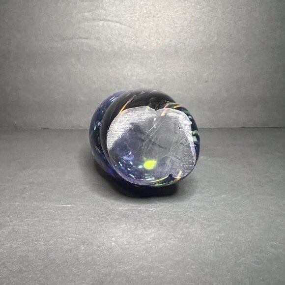 VTG Unique Hand Blown Blue & Purple Twisted Swirl Art Glass Paperweight 7" - Picture 5 of 5